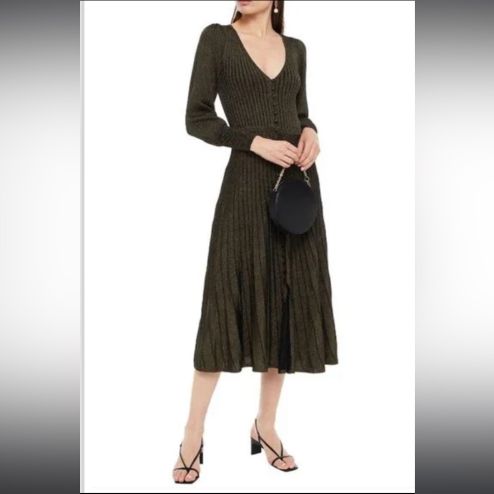 Sandro Paris Aure Bell-Sleeve Knitted Lurex dress size 38